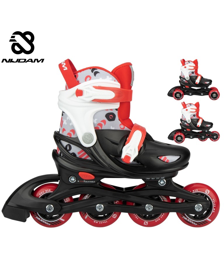 Ρυθμιζόμενα Πατίνια 3 σε 1Nijdam Inline Skates "Street Shift" N22AA02 (Size 33-36)