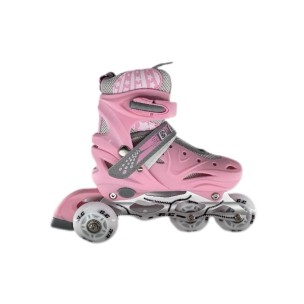 Αυξομειούμενα Πατίνια Roller GC SK10 Σέτ 3 σε 1 Ρόζ/Γκρί Led (Size 38-42)