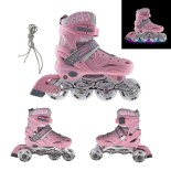 Αυξομειούμενα Πατίνια Roller GC SK10 Σέτ 3 σε 1 Ρόζ/Γκρί Led (Size 29-32)