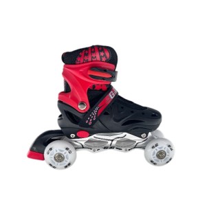 Αυξομειούμενα Πατίνια Roller GC SK10 Σέτ 3 σε 1 Μαύρο/Κόκκινο Led (Size 38-42)