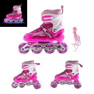 Αυξομειούμενα Πατίνια Roller GC SK2 Σέτ 3 σε 1 Ρόζ Led (Size 38-42)
