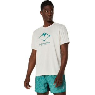 Ανδρικό T-Shirt  Asics Fujitrail Logo Top 2011C981-201 Birch/White Sage